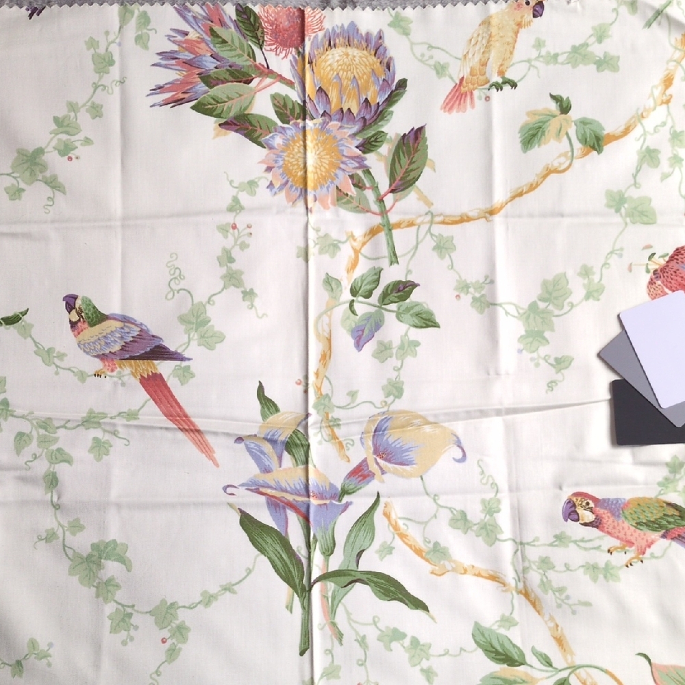 Kravet Cotton Print Fabric with Green and Cream Design